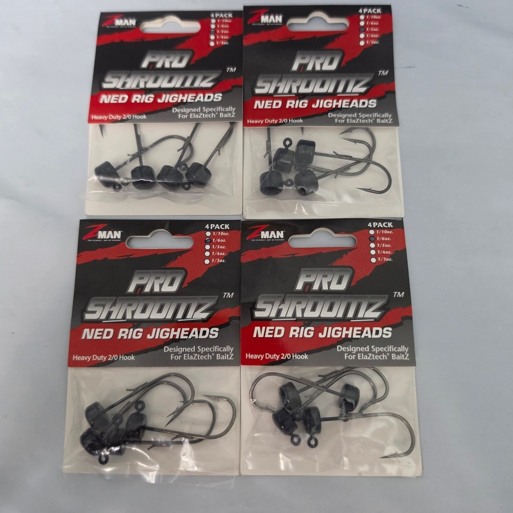 Z-Man Jigheads Bundle 5 Packs Black NEW Pro ShroomZ Finesse BulletZ Ned Rig - Picture 2 of 7